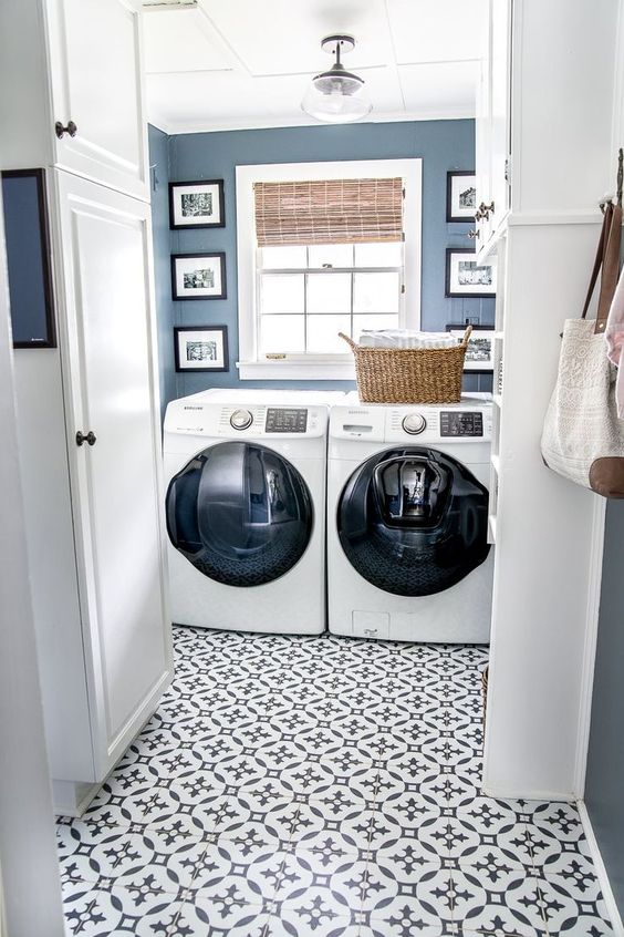 blue tile laundry room