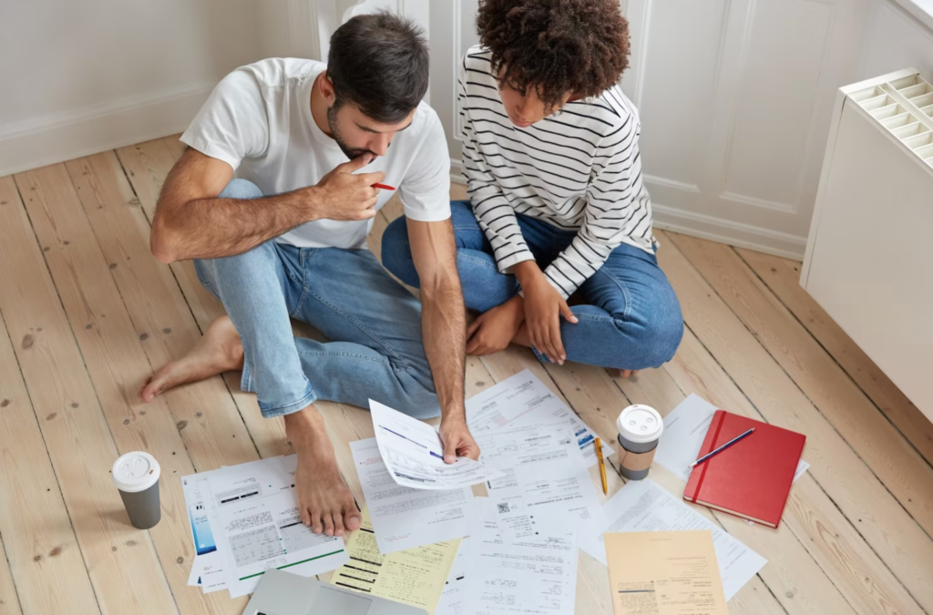 couple looking over mortgage options